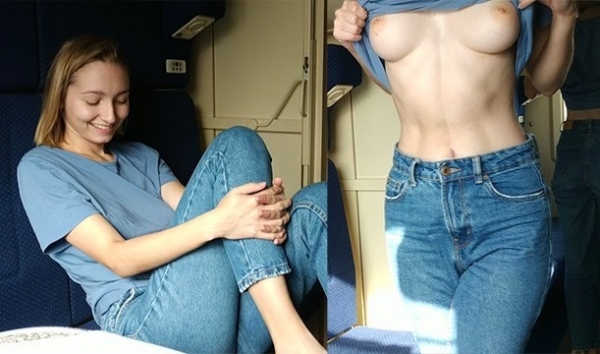 Горячий минет в поезде Краснодар-Москва! Русская шлюшка сосет член на весь вагон – HD порнуха