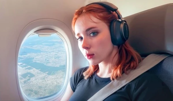 Рыжая косплей-милфа дрочит в самолётном туалете и трахается за жильё после посадки! HD порно